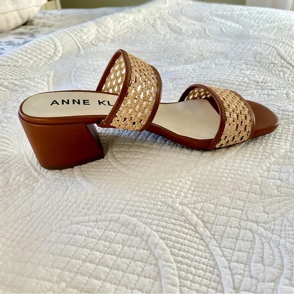 NEW in Box Anne Klein Brooke Natural Woven & Leather Slide Sandals 9M Coastal - Picture 8 of 15
